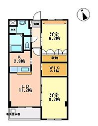 フレアマンション2 2LDKの間取図画像