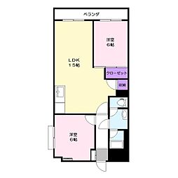 リヴェールピア 2LDKの間取図画像