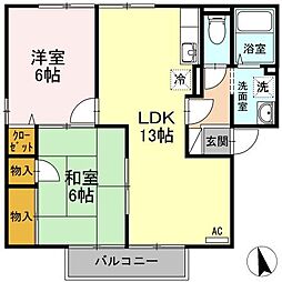 ソシアクレストA 2LDKの間取図画像