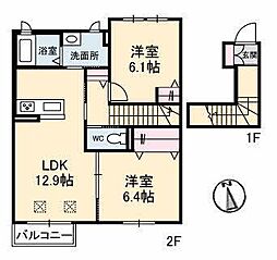 アトリエール 2LDKの間取図画像