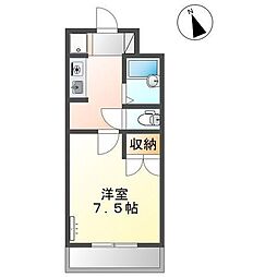 SANロイヤル 1Kの間取図画像