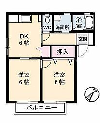 サンライズ・パレスA 2DKの間取図画像