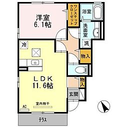 エストマルスA 1LDKの間取図画像