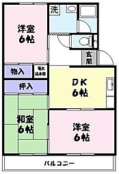 住吉中央マンション 3DKの間取図画像