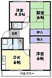 住吉中央マンション 3DKの間取図画像