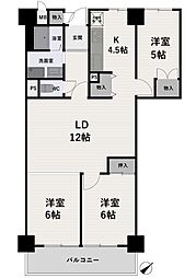 シャルマンコーポ水無瀬3号棟 3LDKの間取図画像