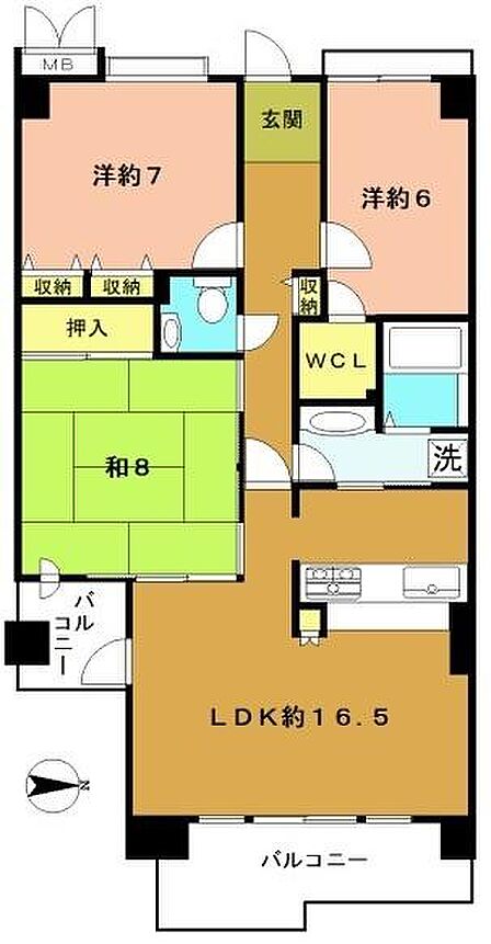 3LDK 間取り