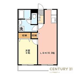 MANA北茂呂 1LDKの間取図画像