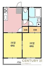 MANA北茂呂 2DKの間取図画像
