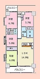 ライオンズマンション勝田台 4LDKの間取図画像