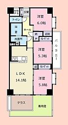 ライオンズガーデン幕張 3LDKの間取り