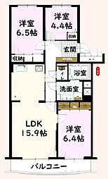 勝田台ファミリーハイツH 3LDKの間取図画像
