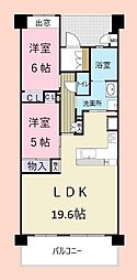 サンクレイドル五井弍番館 2LDKの間取図画像