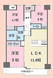 藤和シティコープ稲毛 3LDKの間取図画像