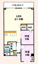 稲毛ファミールハイツ1棟 2LDKの間取図画像