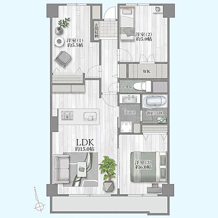 3LDK 間取り