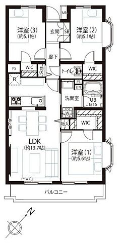 間取り ユニーブル成増A棟 3階/-