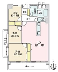 ビューハイツ富士 3LDKの間取図画像