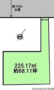 区画図：■敷地面積約68坪■前面道路約16メートル公道