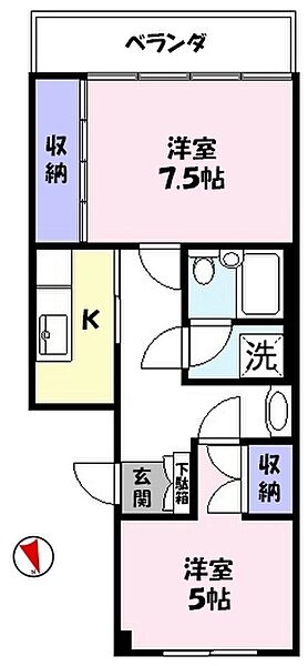 リッツハイム都 205｜鳥取県米子市上後藤８丁目(賃貸アパート2K・2階・40.59㎡)の写真 その2