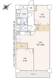 メイツ柏C棟 2LDKの間取図画像