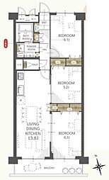 新松戸中央パークハウスB棟 3LDKの間取図画像