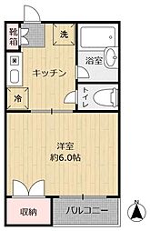 メゾンシラカワ江戸川 1階1Kの間取り