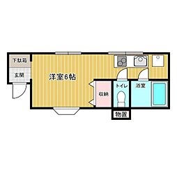 ファーストコート本木 ワンルームの間取図画像