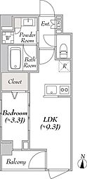 ルミーク北千住 1LDKの間取図画像
