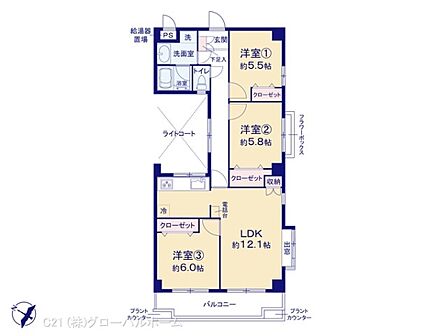 3LDK 間取り
