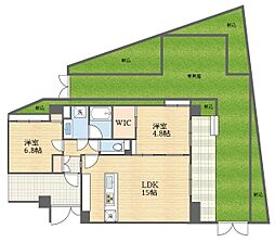 ライオンズマンション中河原 2LDKの間取図画像
