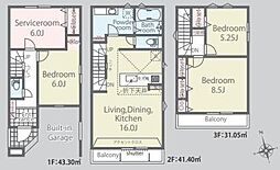 稲城市東長沼新築戸建 1号棟 2階リビング 3SLDK