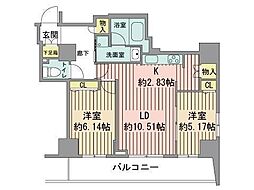 レジディア大通公園 2LDKの間取図画像