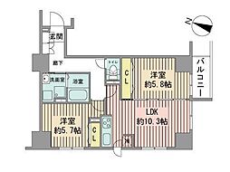 UURコート札幌南3条プレミアタワー 2LDKの間取図画像