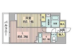 レジディア南一条 1LDKの間取図画像