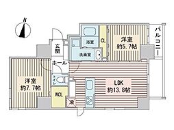 ドエル札幌アクシア 2LDKの間取図画像