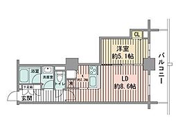PRIMEURBAN札幌リバーフロント 1LDKの間取図画像