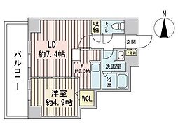 レジディアキタニジョウイースト2 1LDKの間取図画像