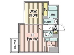 KDXレジデンス南三条 1LDKの間取図画像