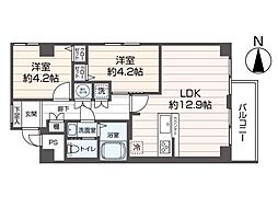 ライオンズマンション宮の森第2 2LDKの間取図画像