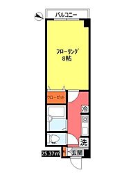 トレス石川台 1Kの間取図画像