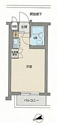 マートルコート尾山台2 ワンルームの間取図画像