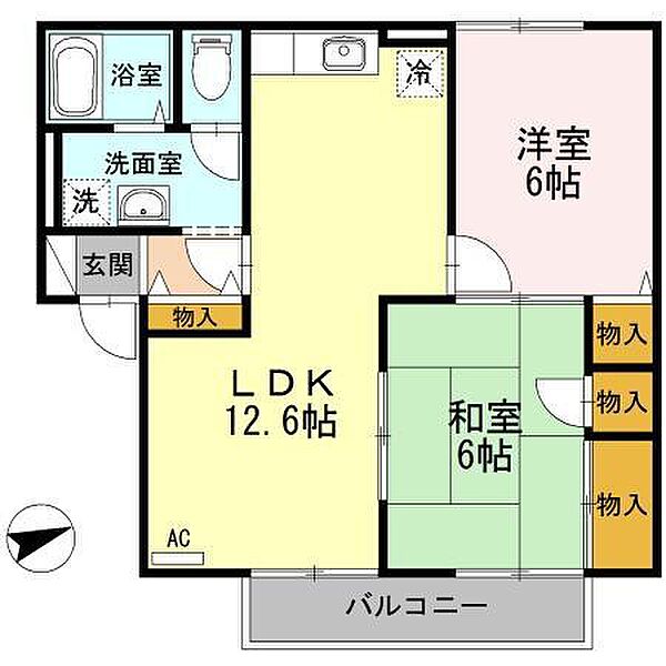 ソシアクレスト 205｜鳥取県鳥取市南安長２丁目(賃貸アパート2LDK・2階・55.47㎡)の写真 その2
