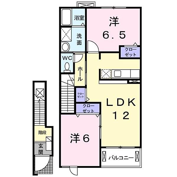 ＹａＭａＴｏ ｜鳥取県倉吉市下余戸(賃貸アパート2LDK・2階・58.86㎡)の写真 その2