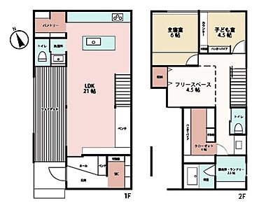 間取り:リビングと一体感のあるウッドデッキ付き 間取り:リビングと一体感のあるウッドデッキ付き