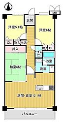 水鉄ガーデンパレス岩出 3LDKの間取図画像