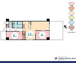 綱島ダイヤモンドマンション 2LDKの間取図画像