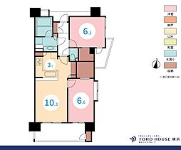 サンアリーナ横濱阪東橋 2LDKの間取図画像