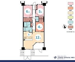 横濱山手テラス壱番館 2SLDKの間取図画像