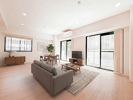 家族と過ごす時間を大切にしたい方にぴったりの明るくゆとりある住空間。(家具・装飾品等はAI加工です)